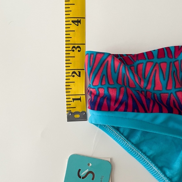 Sunsets Daybreak Turquoise Blue Fading Coral Ruching Bikini Bottoms NWT Small - Picture 7 of 10